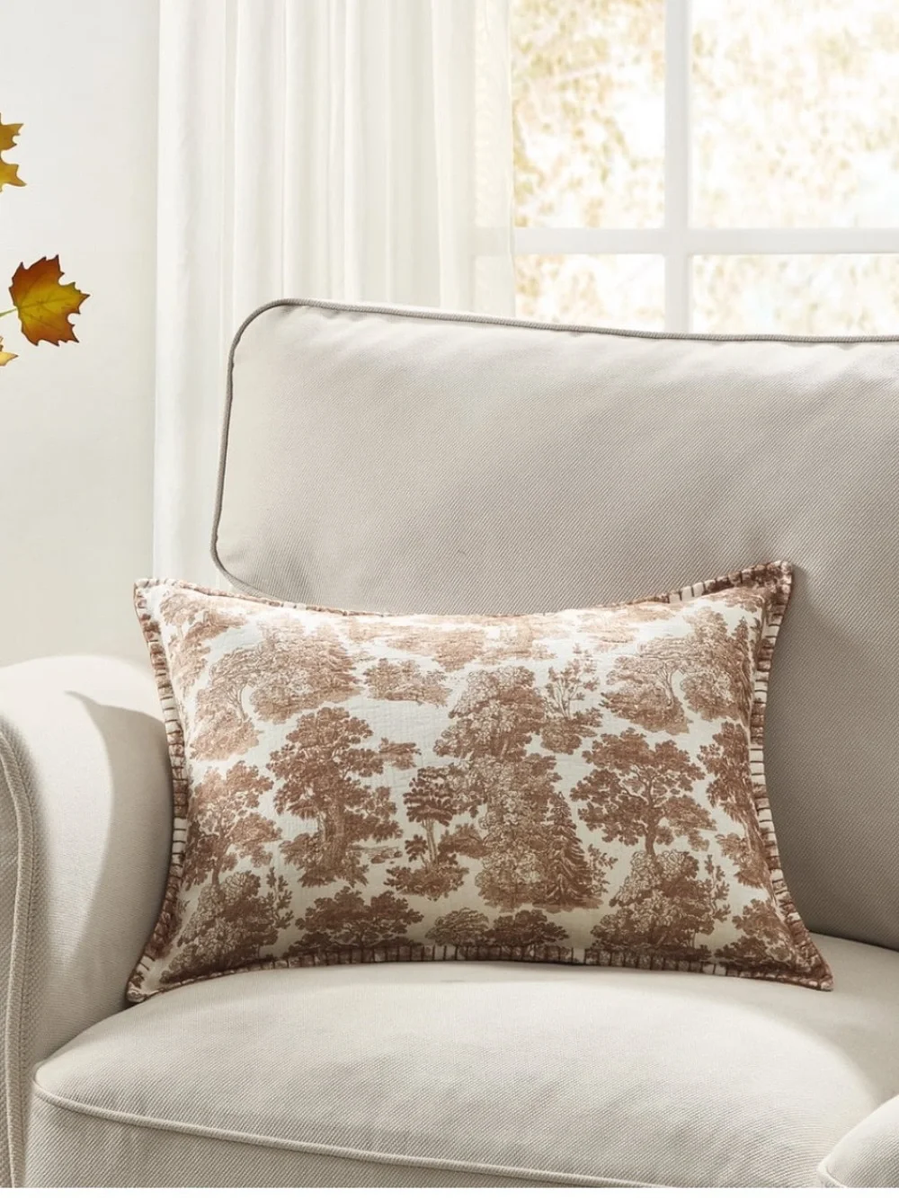 My Texas House Halloween Forest Toile Rust Oblong Decorative Pillow, 14